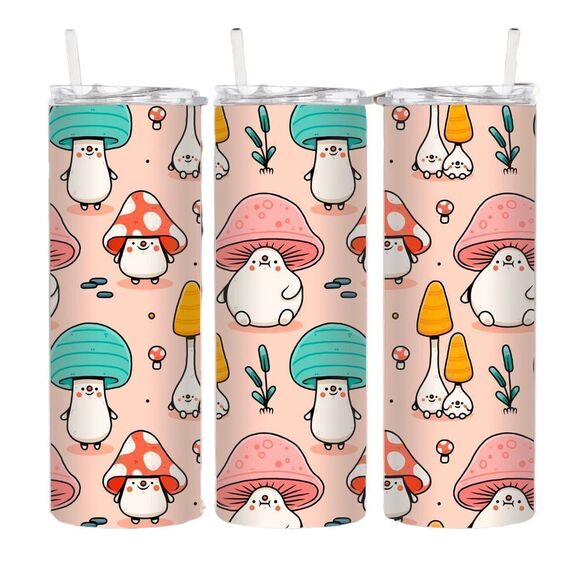 Handmade Other - Happy cute mushroom skinny metal tumbler
